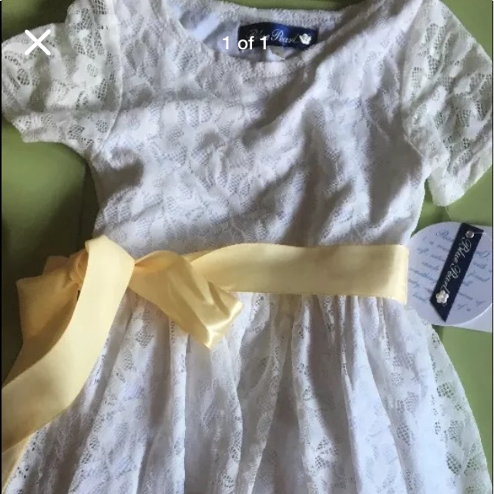 Blue pearl dress white lace 6 nwt